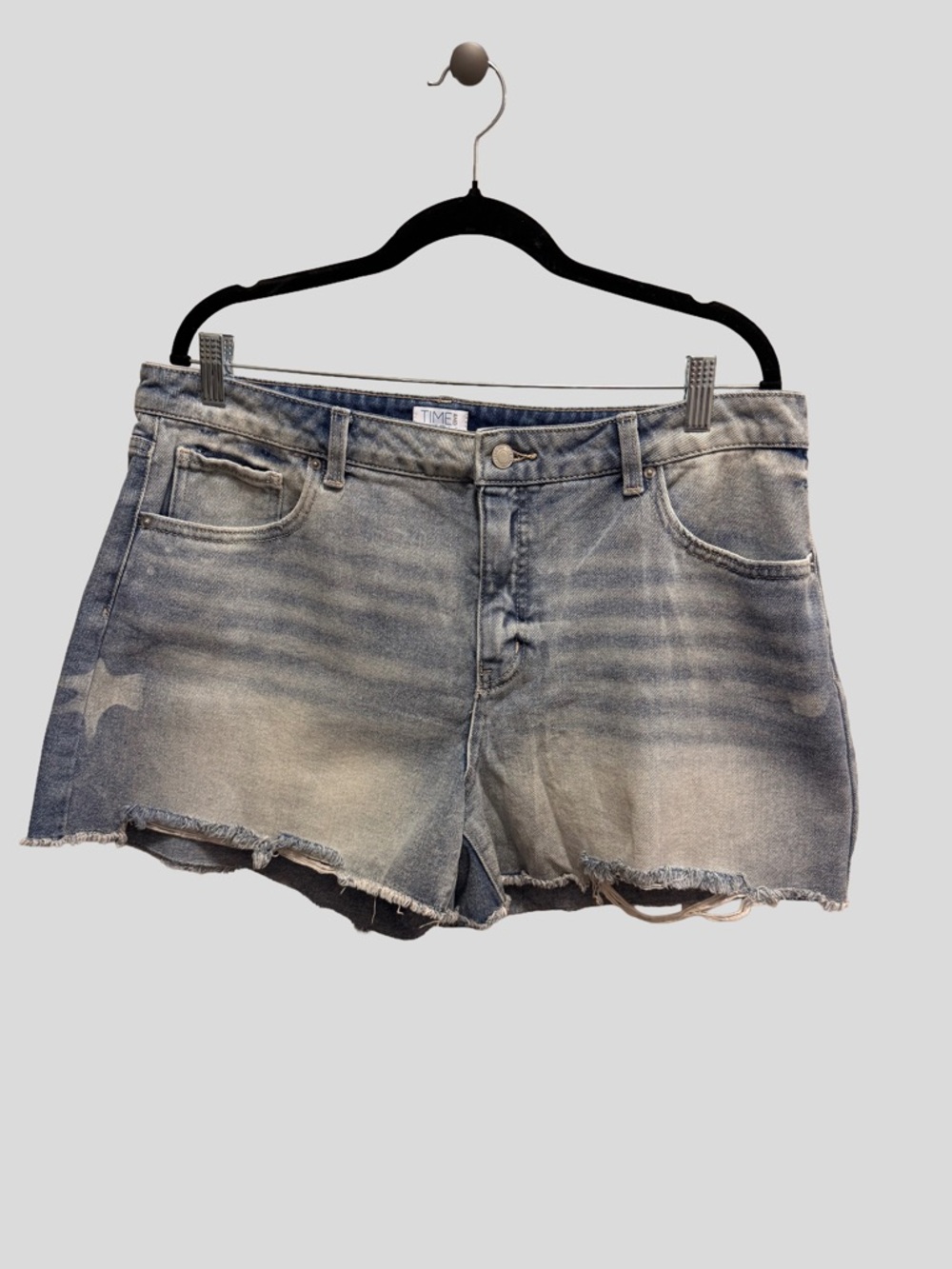 Time and Tru Women's Distressed Denim Shorts - Size 16 - Raw Hem
